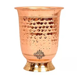 Медный стакан (400 мл), Hammered Copper Curved Glass Tumbler Cup, произв. INDIAN ART VILLA