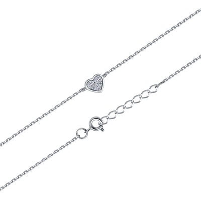 Браслет с фианитом родированный серебро 925*