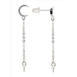 Швензы серебряные, пусеты 43*7мм с фианитами, 1пара