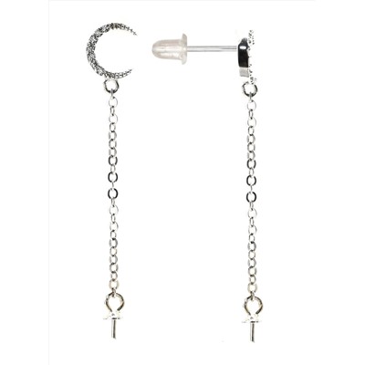 Швензы серебряные, пусеты 43*7мм с фианитами, 1пара