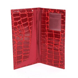 Портмоне/клатч жен Croco-ПР-959 натуральная кожа 4 отд,  8 карм,  красный скат (74)  263606