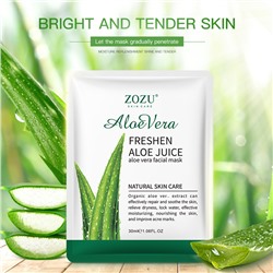 Тканевая освежающая и восстанавливающая маска для лица с Алоэ Вера ZOZU Aloe vera facial mask, 25 гр