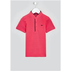 Boys Short Sleeve Grandad Collar Polo Shirt (4-13yrs)