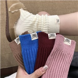 Colored demi-season Japanese knitted cotton boots, woolen knee socks, mid-length