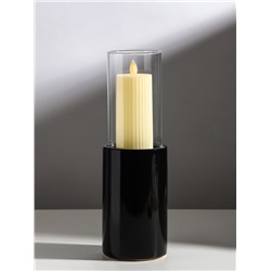 Подсвечник на 1 свечу «Хром», керамика, стекло, d=7.5 см, чёрный, 9.2×9.2×29.5 см