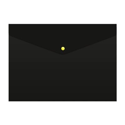 Папка-конверт на кнопке А4, 180 мкм, Calligrata No Secret, непрозрачная, черная, микс цветные кнопки