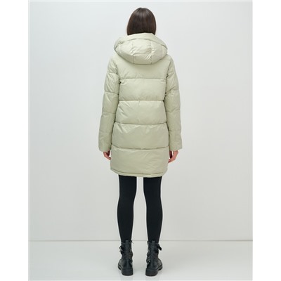 Куртка зимняя женская с капюшоном модная салатового цвета 3193Sl