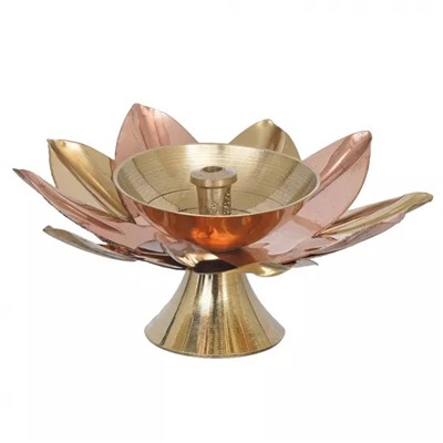 Лампа Дия, Copper and Golden Lotus Flower Shape Decorative Brass Diya, произв. eCraftIndia