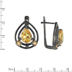 Серьги 'Калипсо' с цитрином, чёрный родий ИВСК.874ЦТD