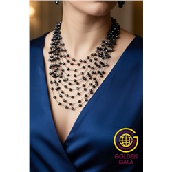 Комплект бижутерии "Хрустальная россыпь" , цвет синий гематитовый