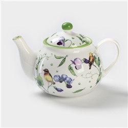 Заварочный чайник Доляна «Зелёный сад», 900 мл, фарфор, белый