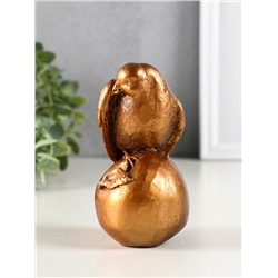 Фигурка гипс «Птица на яблоке», 13 см, под бронзу