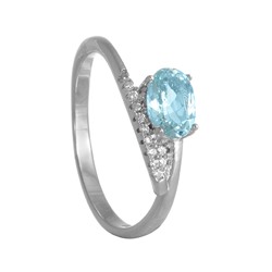 Кольцо с голубым топазом и фианитами ТФКН.795ГТ1.80