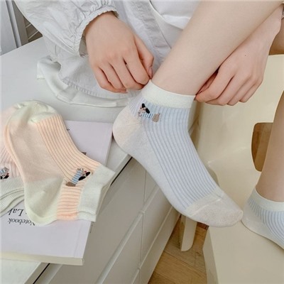 Cotton summer thin breathable cartoon knee socks, internet celebrity, Korean style, with embroidery