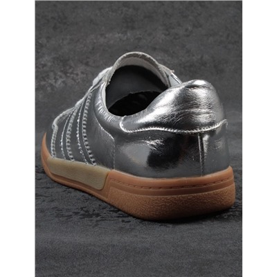 03-B6C-7C GREY/SILVER Кеды женские (натуральная кожа)