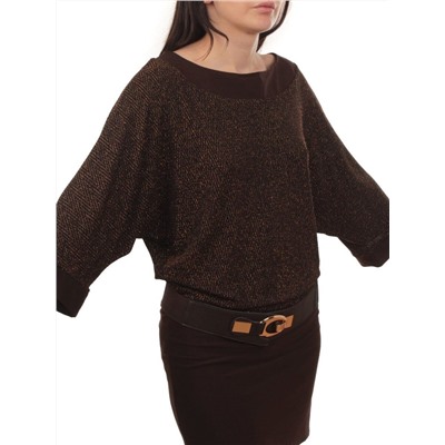 9801 BROWN Платье женское (90% полиэстер, 10% эластан)