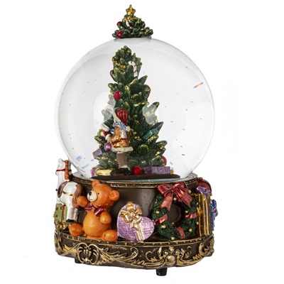 GAEM Фигурка декор в стекл шаре "Елка" (муз с ключ), D 9.5 см, L10,5 W10,5 H16 см