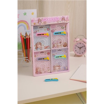 Набор скотча и канцелярского ножа "Transparent", mix, шоу-бокс 24 шт.