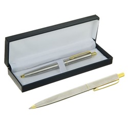 Ручка подарочная, шариковая, автоматическая «Джокер», в кожзам футляре, серебристо-золотистый