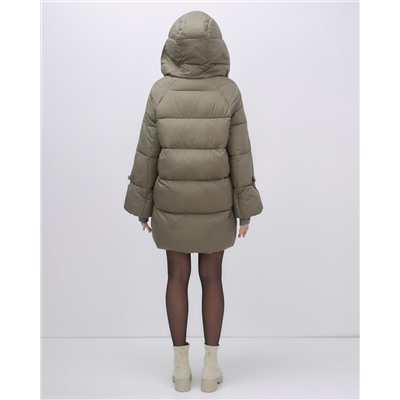 Куртка зимняя женская с большим капюшоном модная коричневого цвета 7739K