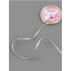 Лента атласная, с золотым люрексом, 6 мм, 23±1 м, лилово-белая №119