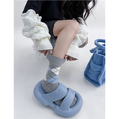 Retro cotton demi-season brand Japanese knee socks, mid-length