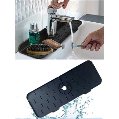 Силиконовый коврик для раковины на кухонный кран и смеситель black
