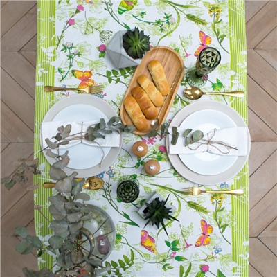 Скатерть «Доляна. Полевые цветы», 220×144 см, 100% хлопок, рогожка, 164 г/м²