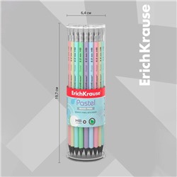 Карандаш чернографитный с ластиком ErichKrause «Pastel», HB, грифель d=2.2 мм, пластик, круглый в тубусе, пастель МИКС