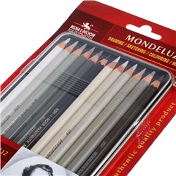 Карандаши цветные акварельные Koh-I-Noor Mondeluz 3722, 12 шт., серая гамма, в металлическом пенале в блистере