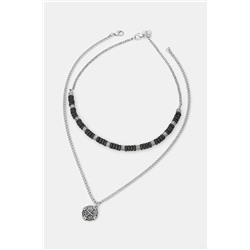 Naszyjniki męskie z kamieniem naturalnym (2-pack) kolor srebrny