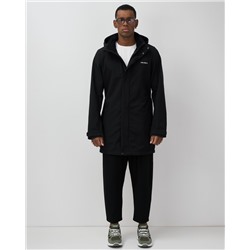 Парка спортивная мужская с капюшоном softshell черного цвета 9565Ch