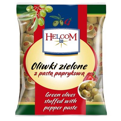 Оливки с паприкой б/к HELCOM пакет 195гр 1/20