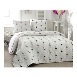 1 сп. Стеганое Покрывало Двустороннее 160x220 см. с Наволочкой 50x70 см. Flamingo Beyaz