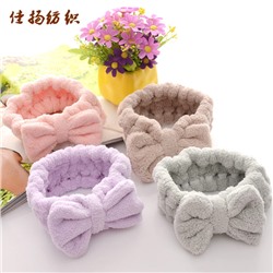 Заколка для волос с бантиком, коралловая повязка на голову для умывания, ободок, коралловый аксессуар для волос, оптовые продажи, в корейском стиле