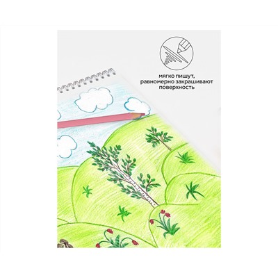 Карандаши цветные Гамма, 12цв., квадратные, пастельн., заточен., метал. пенал