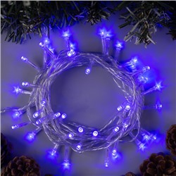 Гирлянда «Нить» 5 м, IP20, прозрачная нить, 50 LED, 8 режимов, 220 В, свечение синее