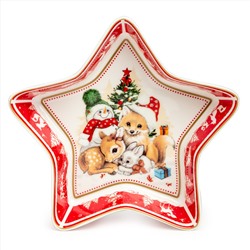 БЛЮДО LEFARD "С НОВЫМ ГОДОМ!" В ФОРМЕ ЗВЕЗДЫ 17,5*17,5*3,5 СМ КРАСНОЕ (КОР=36ШТ.)
