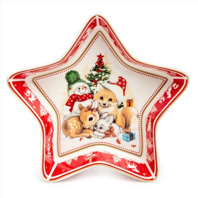 БЛЮДО LEFARD "С НОВЫМ ГОДОМ!" В ФОРМЕ ЗВЕЗДЫ 17,5*17,5*3,5 СМ КРАСНОЕ (КОР=36ШТ.)