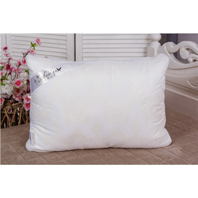 Подушка "ШЕЛК" тик на молнии леб.пух,атл.кант,лента,сумка(Н)