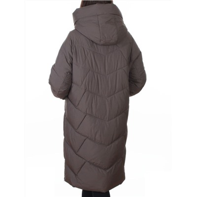 A621 GRAY/BROWN Пальто зимнее женское (200 гр. холлофайбер)