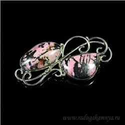 Брошь родонит 60*30мм.