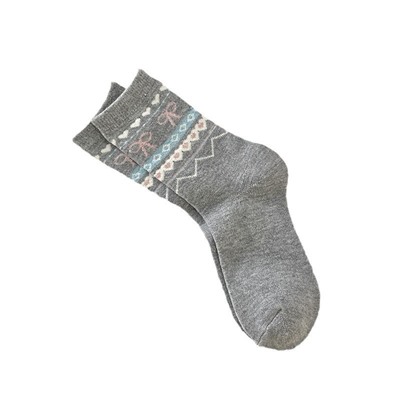 Japanese demi-season cashmere with bow, keep warm knee socks, increased thickness, mid-length