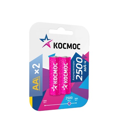 Аккум. Космос R06 2500 mAh BL2 1шт