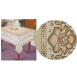 Скатерть 120*150см EMBOSSED бежевая с коричневым