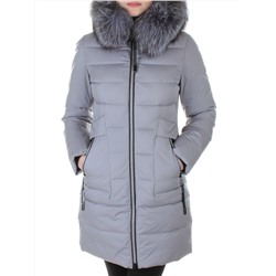 9665 GRAY Пальто женское с мехом Ommeitt