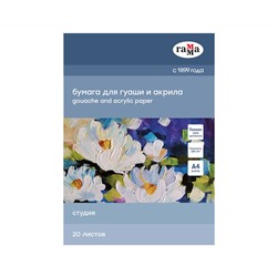 Папка для гуаши и акрила 20л., А4, Гамма "Студия", 180г/м2