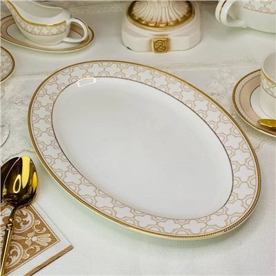 145-341 Овальное блюдо 23см  ЖОЗЕФИНА  в под.уп.(х30)Костяной фарфор