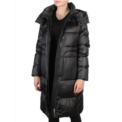 9110 BLACK Пальто зимнее женское FLOWERROVE (200 гр. холлофайбера)