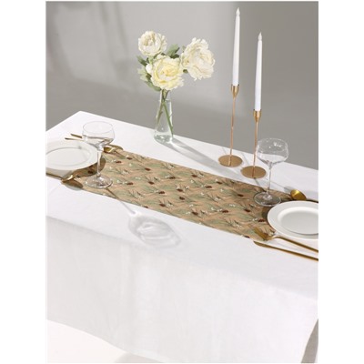 Дорожка на стол новогодняя Этель Spruce branches 30×70 см, 100% хлопок, саржа 190 г/м², бежевая